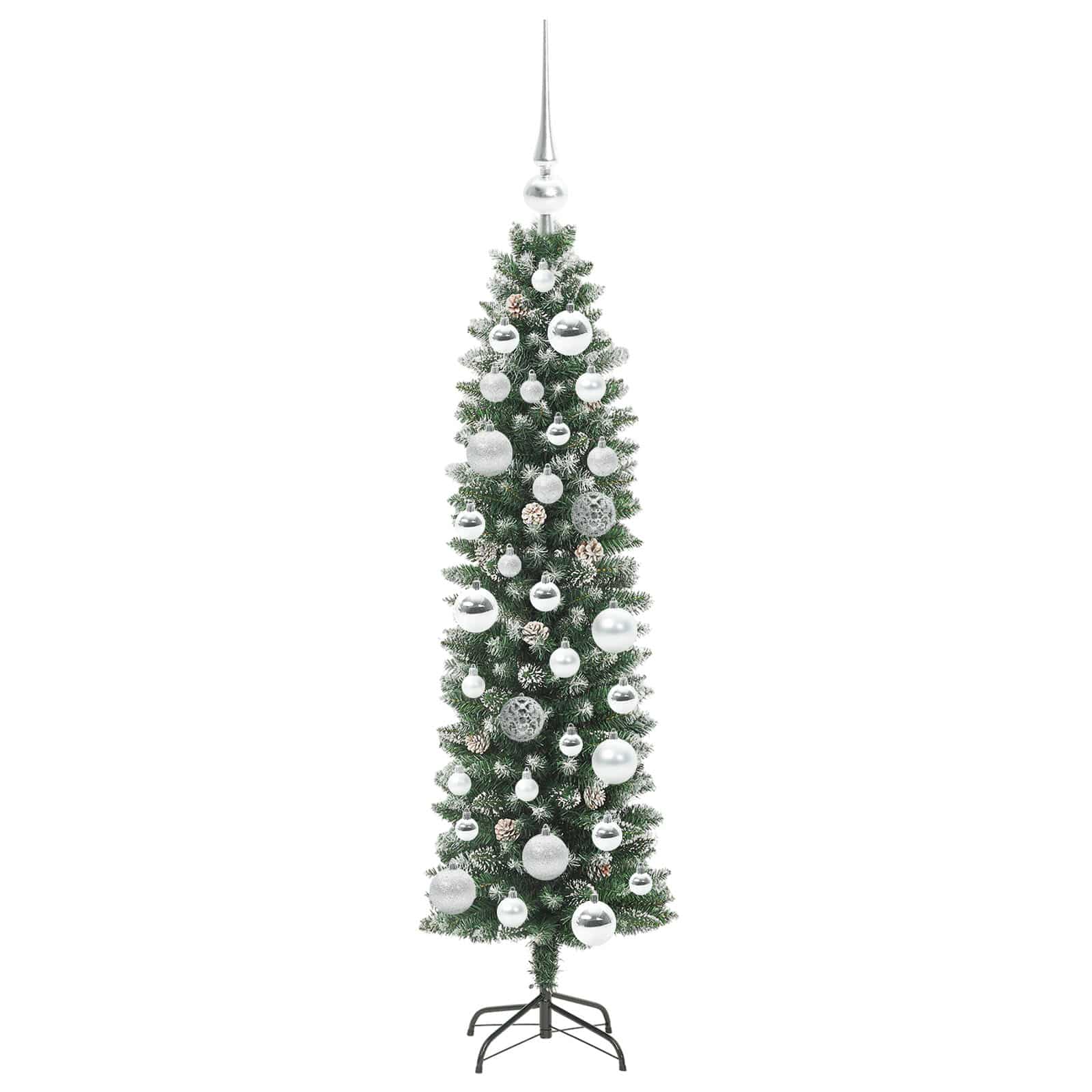 Umjetno vitko božićno drvce s stalakom Zelena i bijela 120 cm