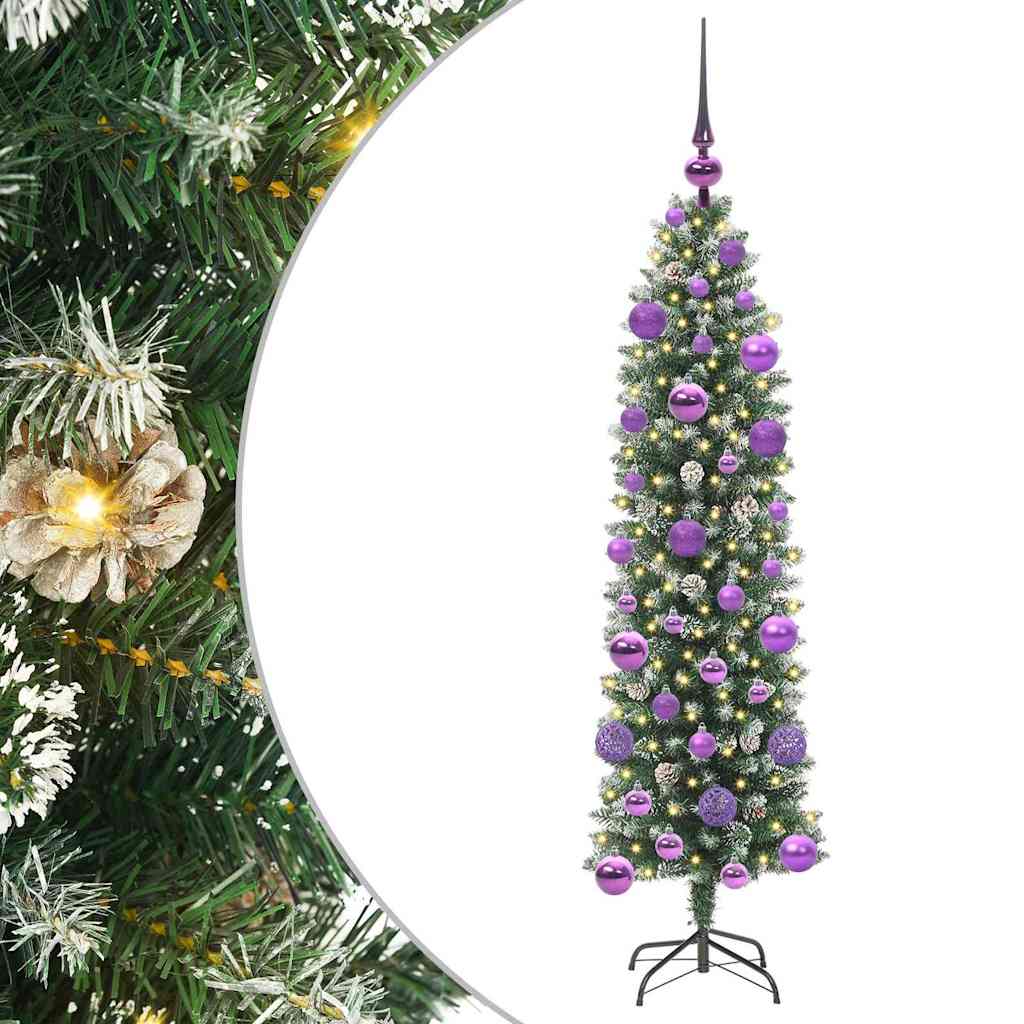 Umjetno vitko božićno drvce s stalakom Zelena i bijela 120 cm
