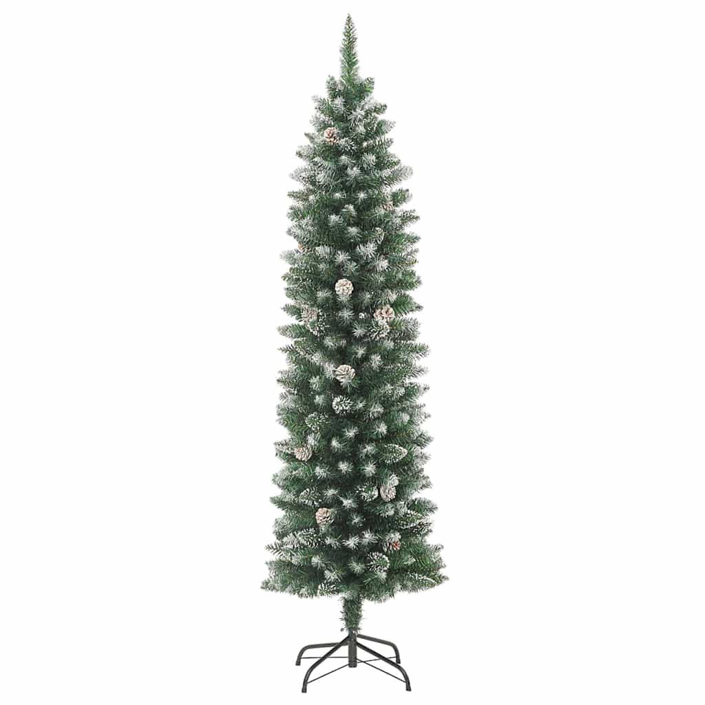 Umjetno vitko božićno drvce s stalakom Zelena i bijela 120 cm