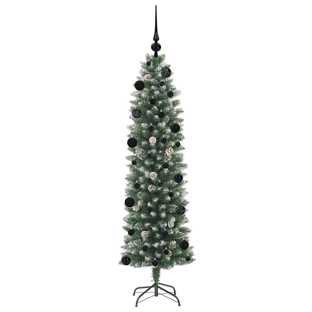 Umjetno vitko božićno drvce s stalakom Zelena i bijela 150 cm