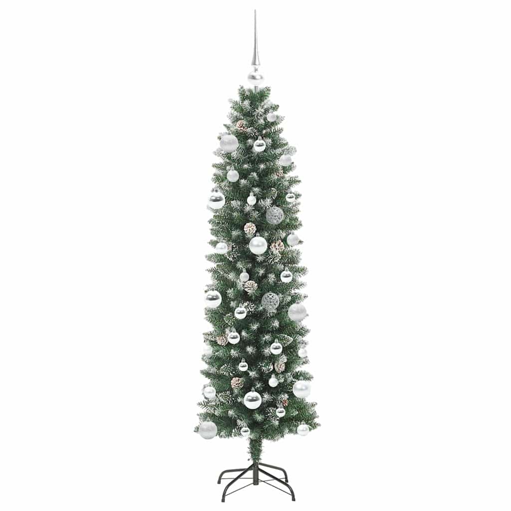 Umjetno vitko božićno drvce s stalakom Zelena i bijela 150 cm