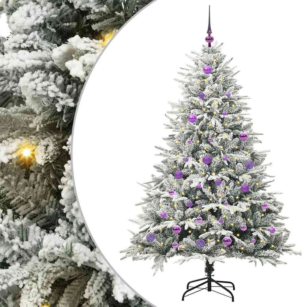 Umjetno prethodno osvijetljeno božićno drvce s kuglicama Zelena