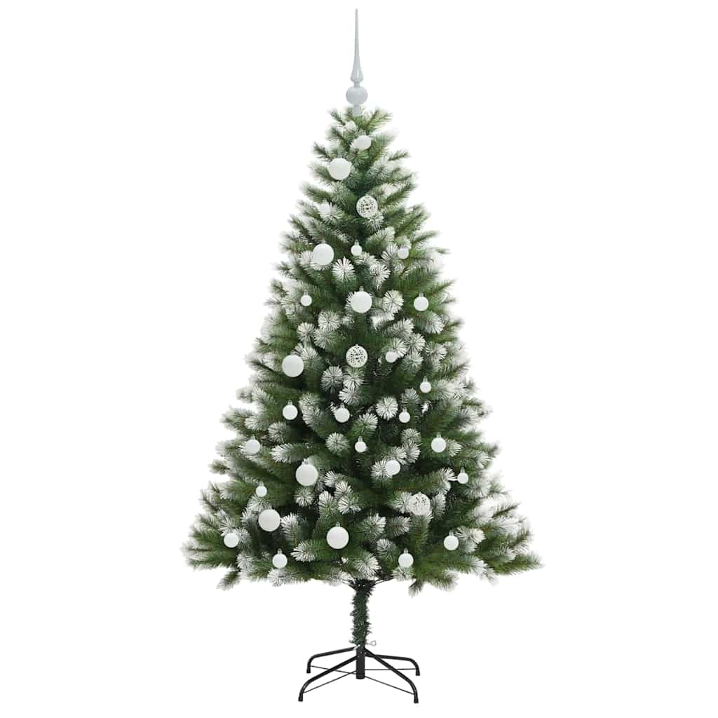 Umjetna jelka s pantenom i pahuljicama Zelena i bijela 150 cm
