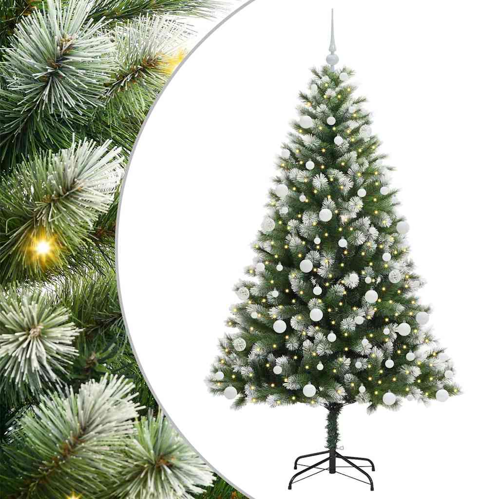 Umjetna jelka s pantenom i pahuljicama Zelena i bijela 180 cm