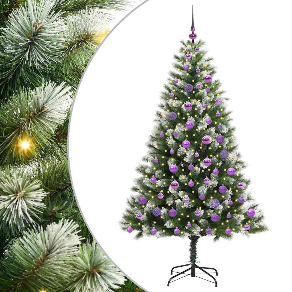 Umjetna jelka s pantenom i pahuljicama Zelena i bijela 180 cm