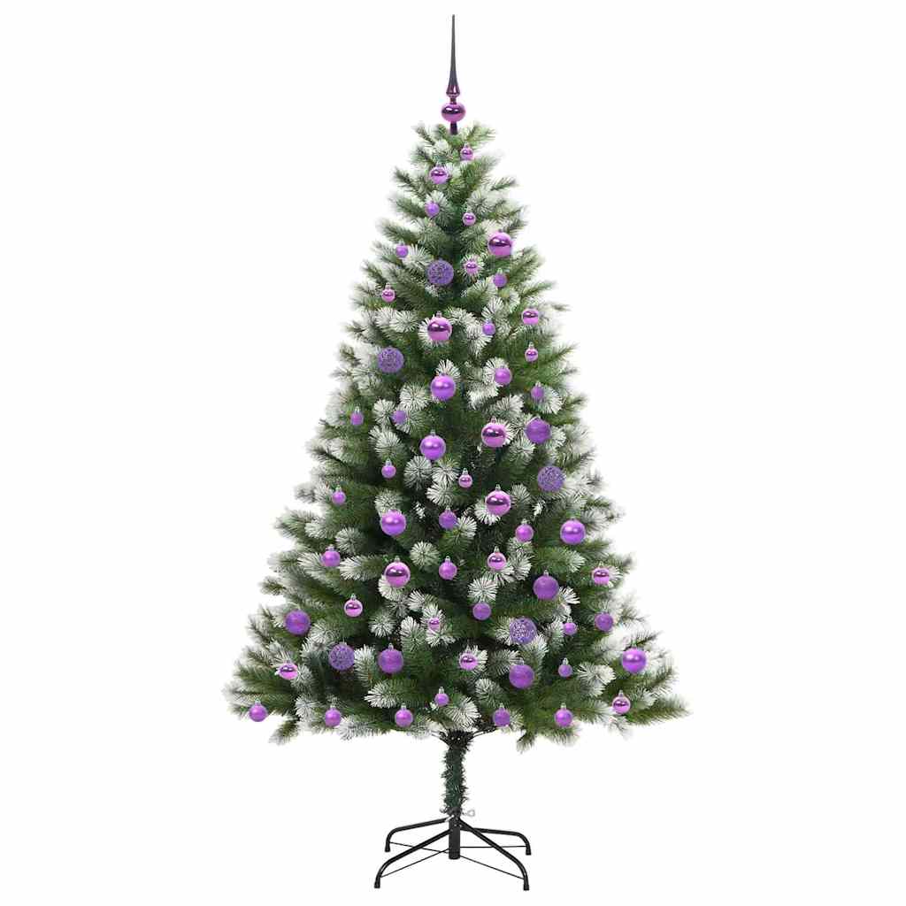 Umjetna jelka s pantenom i pahuljicama Zelena i bijela 180 cm