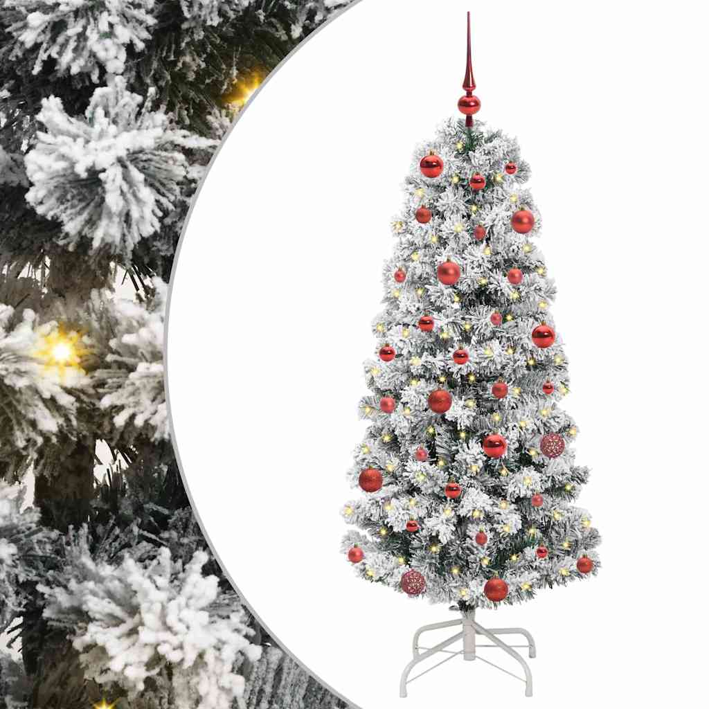 Umjetno božićno drvce s nogom s stalakom Zelena i bijela 150 cm