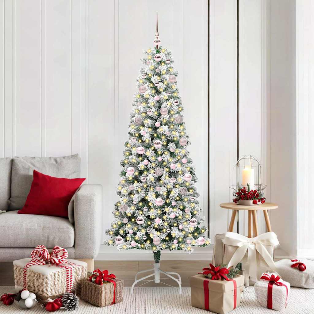 Umjetno božićno drvce s nogom s stalakom Zelena i bijela 180 cm