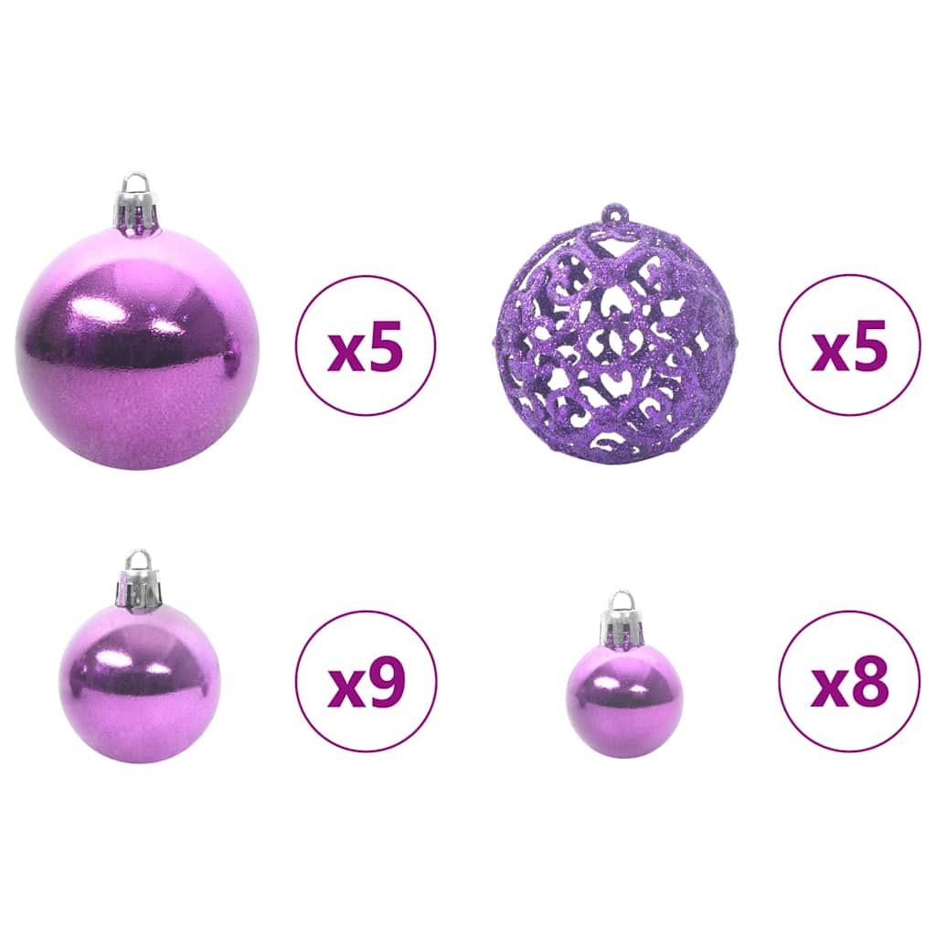 Umjetno unaprijed osvijetljeno božićno drvce s setom kuglica