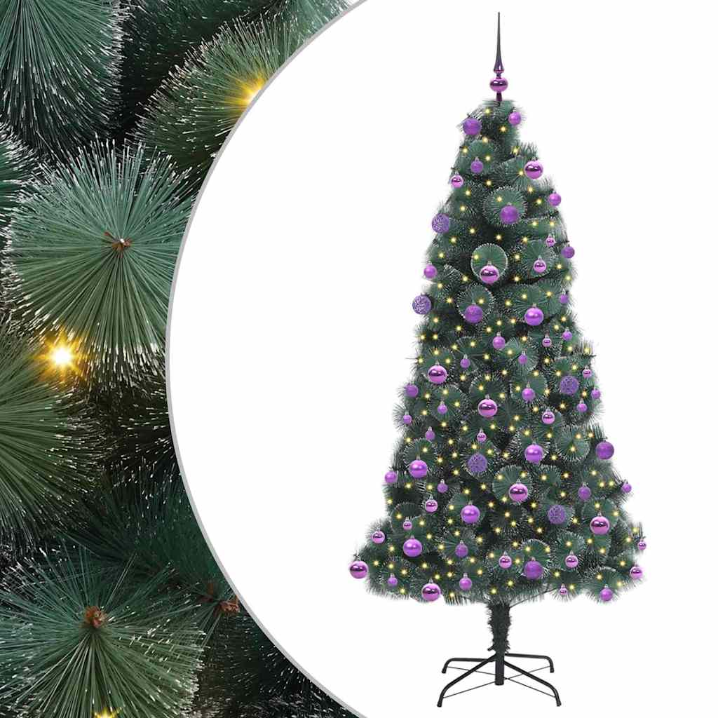Umjetna božićna jelka s lampicama i setom kuglica Zelena 210 cm