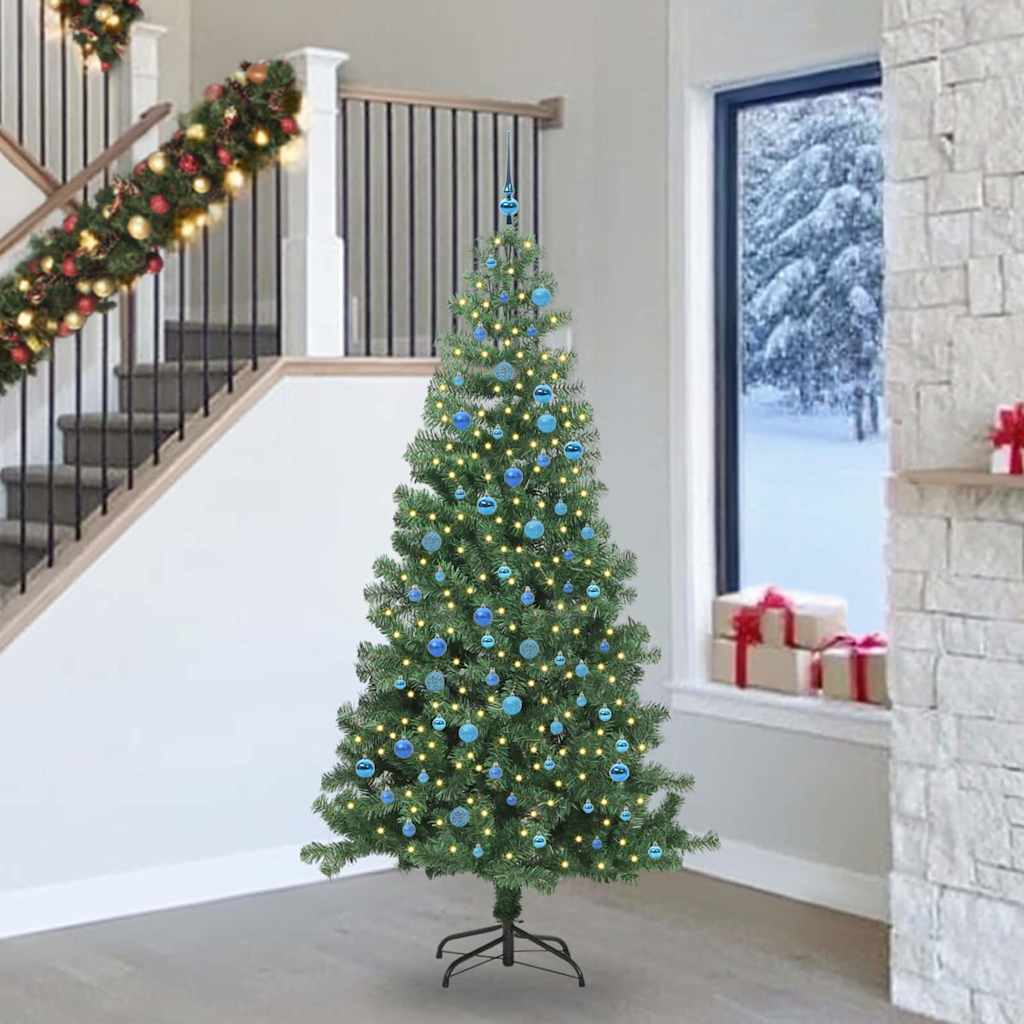 Božićno drvce s 300 LED svjetlima s stalakom Zelena 240 cm PVC
