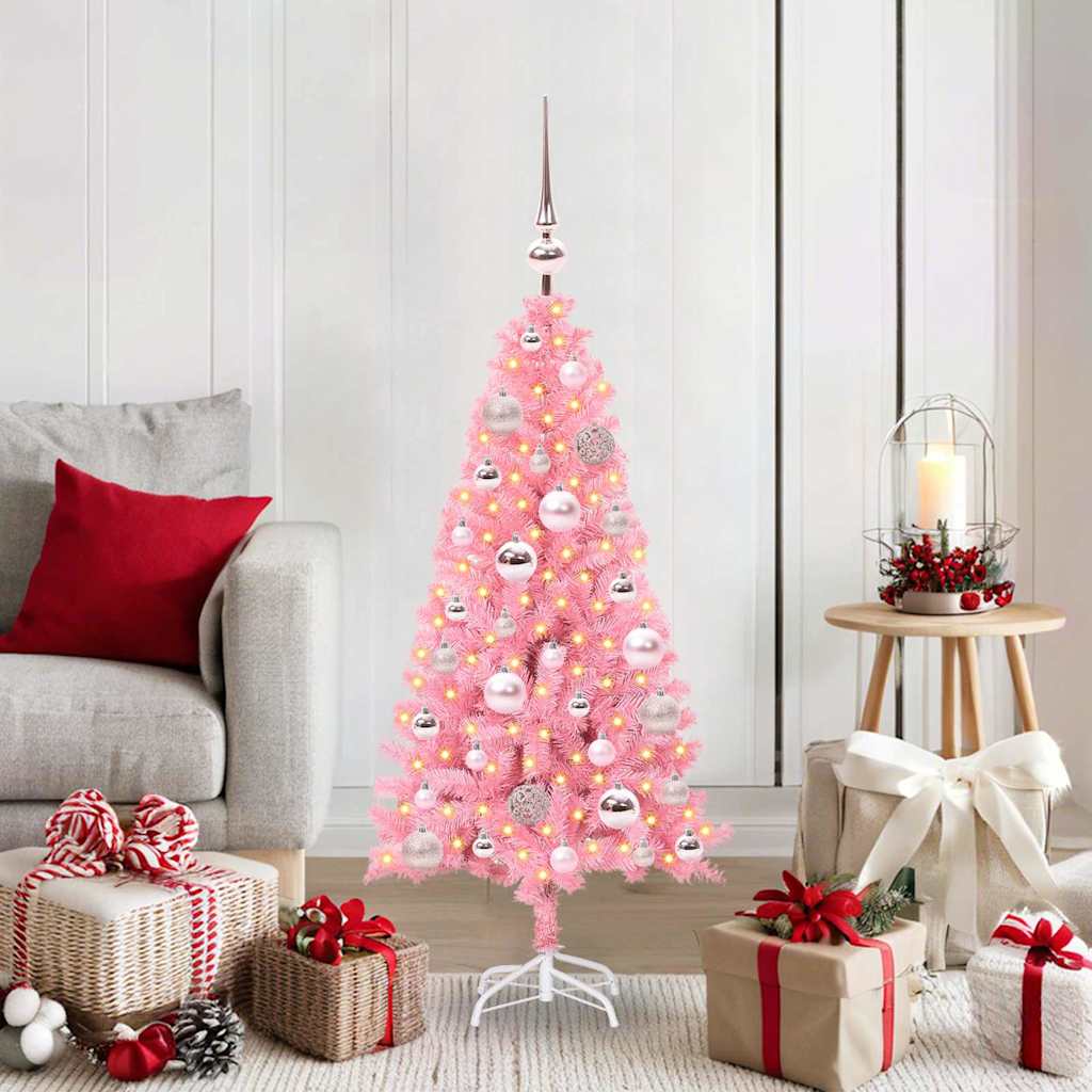 Božićno drvce s 150 LED svjetlima Ružičasta 120 cm PVC