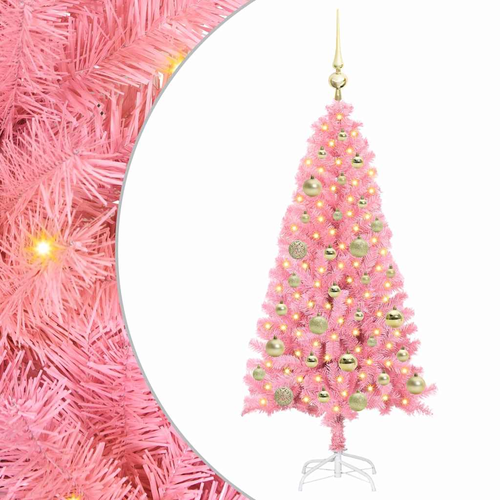 Božićno drvce s 150 LED svjetlima Ružičasta 120 cm PVC
