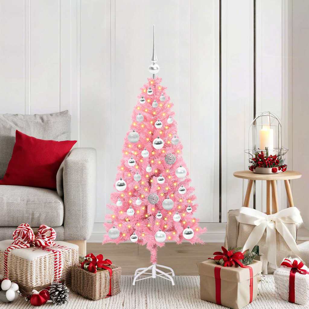 Božićno drvce s 150 LED svjetlima Ružičasta 120 cm PVC