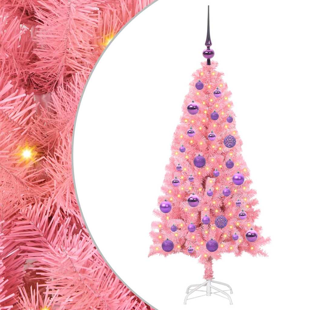 Božićno drvce s 150 LED svjetlima Ružičasta 120 cm PVC