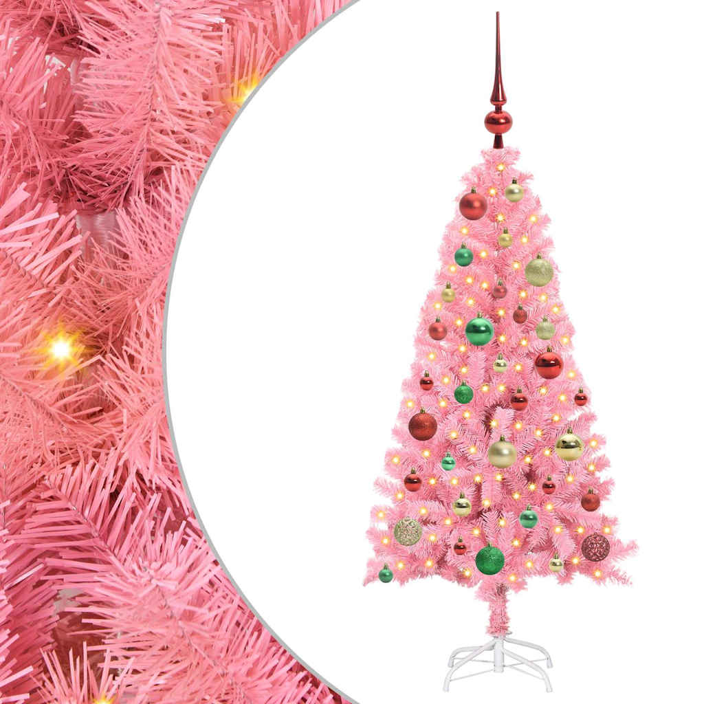 Božićno drvce s 150 LED svjetlima Ružičasta 120 cm PVC