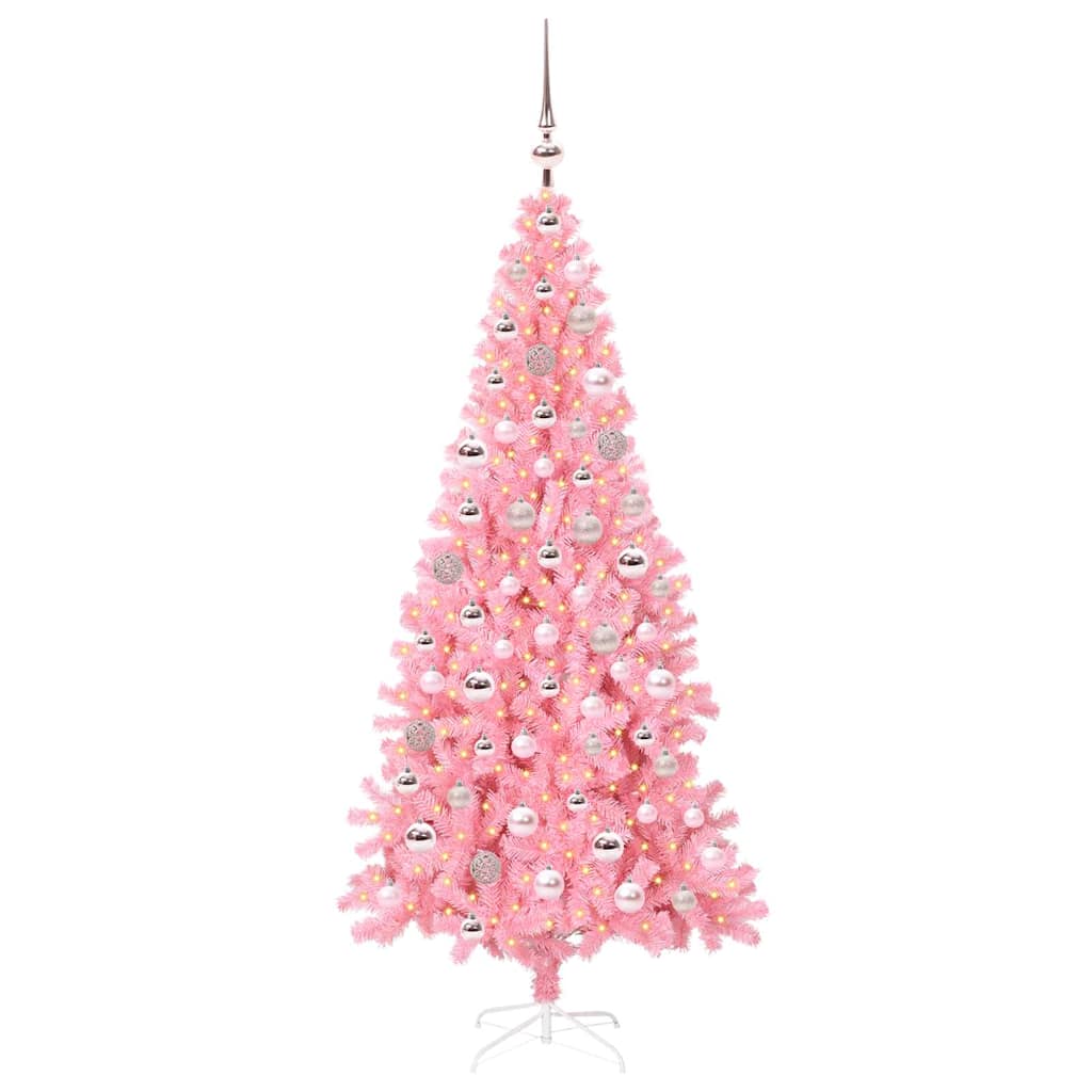 Božićno drvce s 300 LED svjetlima Ružičasta 180 cm PVC