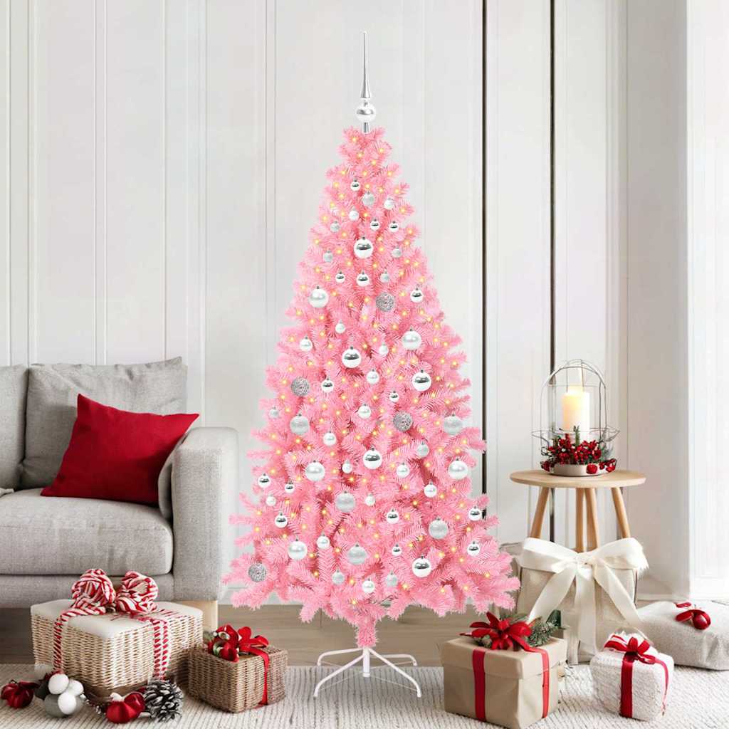 Božićno drvce s 300 LED svjetlima Ružičasta 180 cm PVC