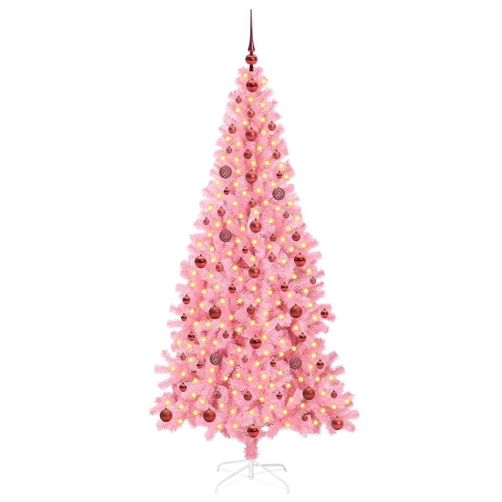 Božićno drvce s 300 LED svjetlima Ružičasta 210 cm PVC
