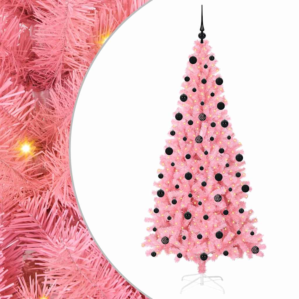 Božićno drvce s 300 LED svjetlima Ružičasta 210 cm PVC