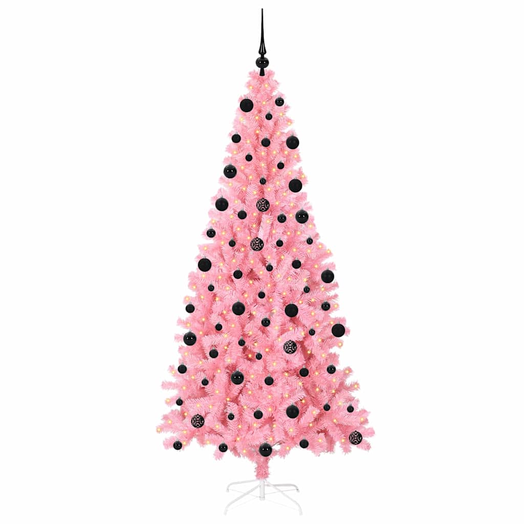 Božićno drvce s 300 LED svjetlima Ružičasta 210 cm PVC