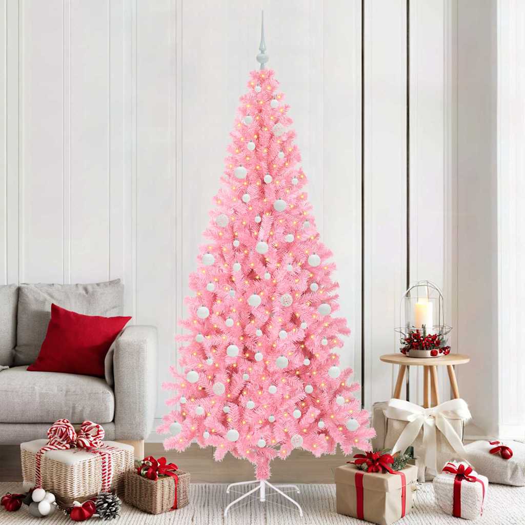 Božićno drvce s 300 LED svjetlima Ružičasta 210 cm PVC