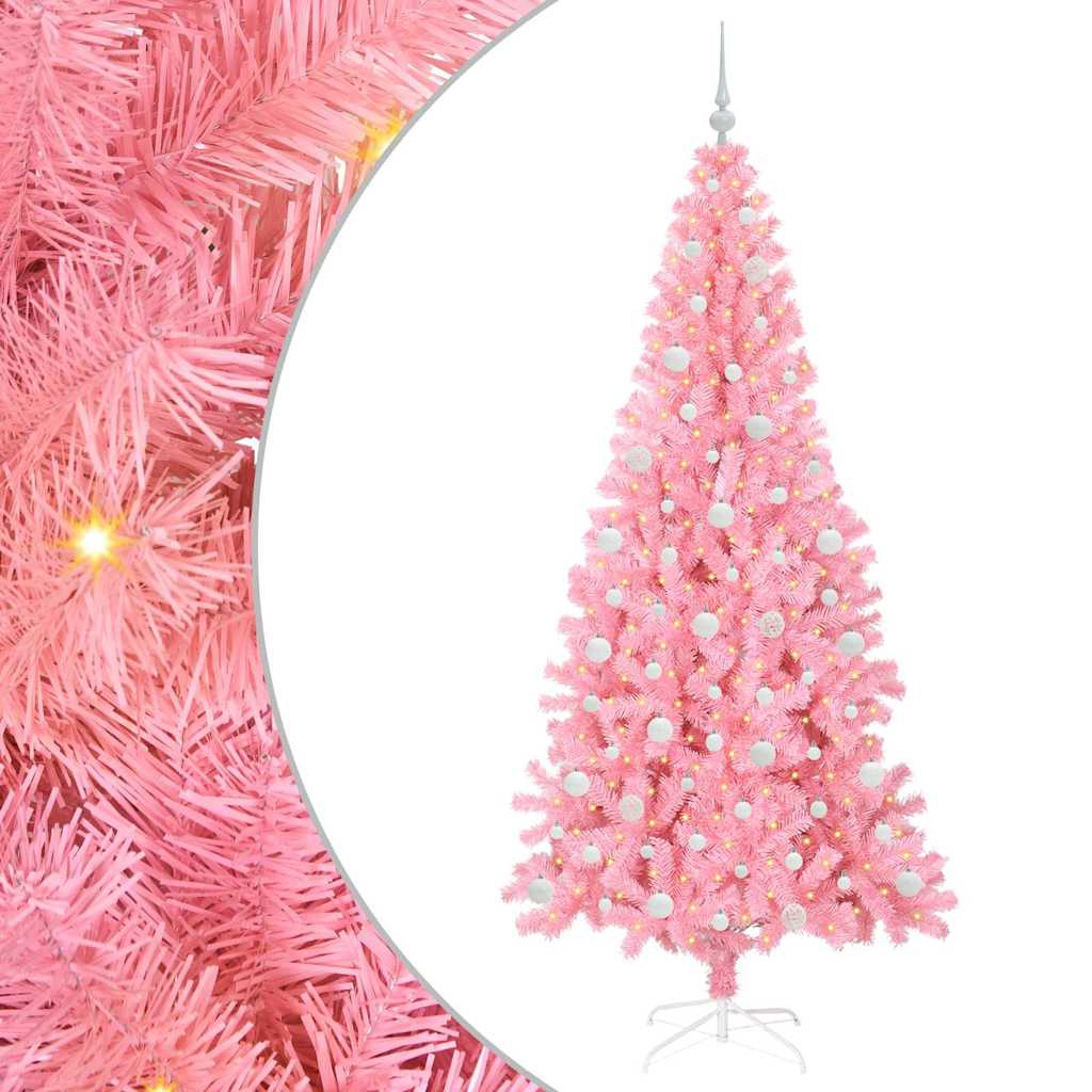 Božićno drvce s 300 LED svjetlima Ružičasta 210 cm PVC