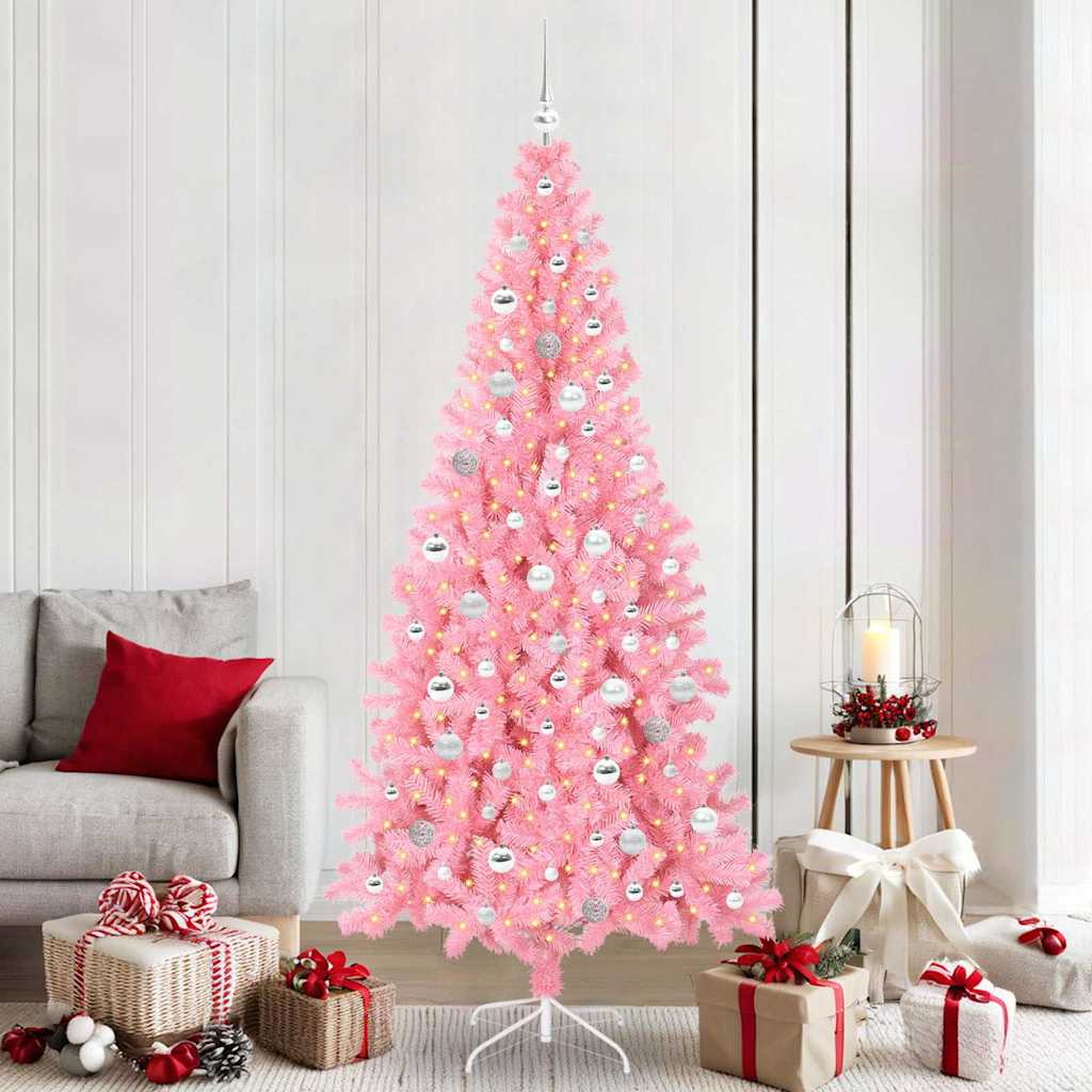 Božićno drvce s 300 LED svjetlima Ružičasta 210 cm PVC