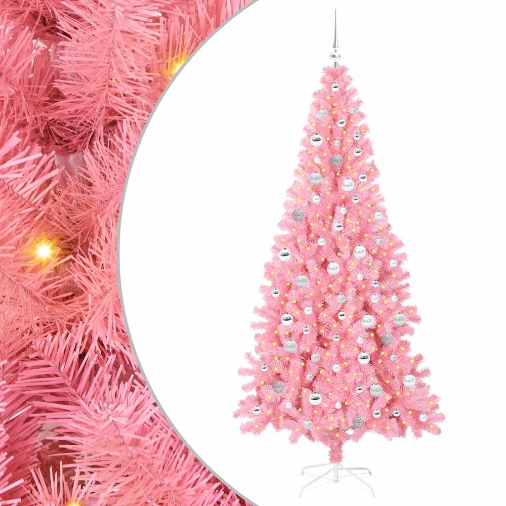 Božićno drvce s 300 LED svjetlima Ružičasta 210 cm PVC