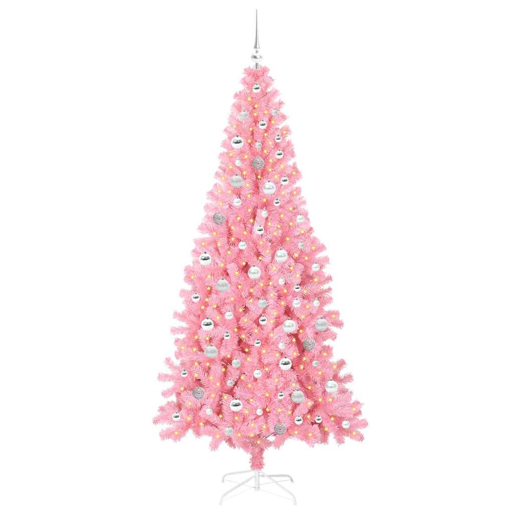 Božićno drvce s 300 LED svjetlima Ružičasta 210 cm PVC