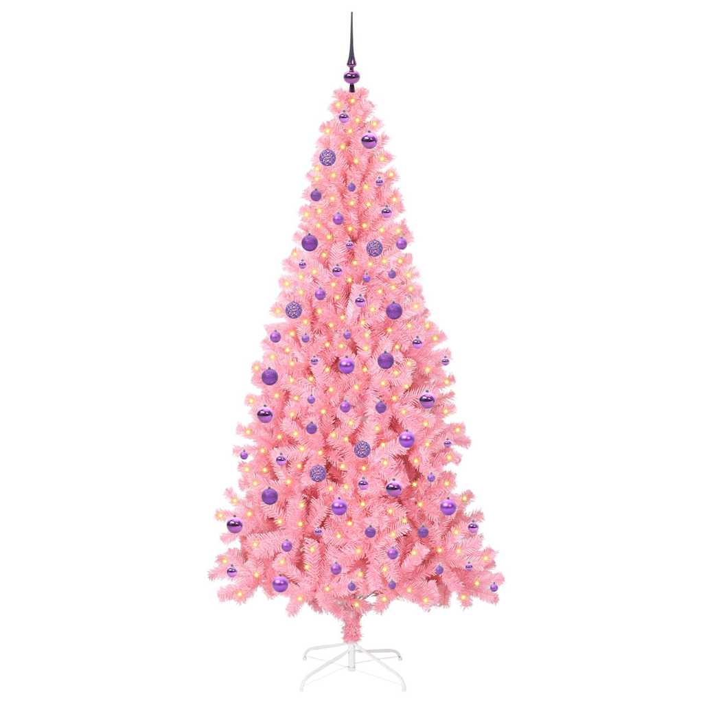 Božićno drvce s 300 LED svjetlima Ružičasta 210 cm PVC