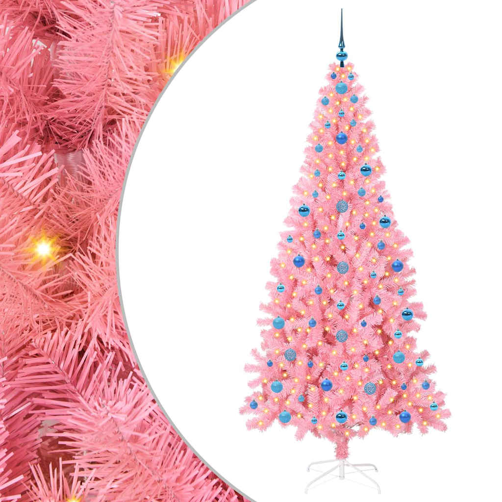Božićno drvce s 300 LED svjetlima Ružičasta 210 cm PVC