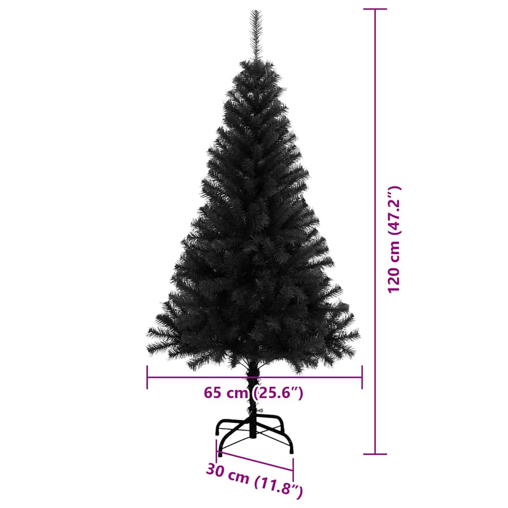 Božićno drvce s 150 LED svjetlima s stalakom Crna 120 cm PVC