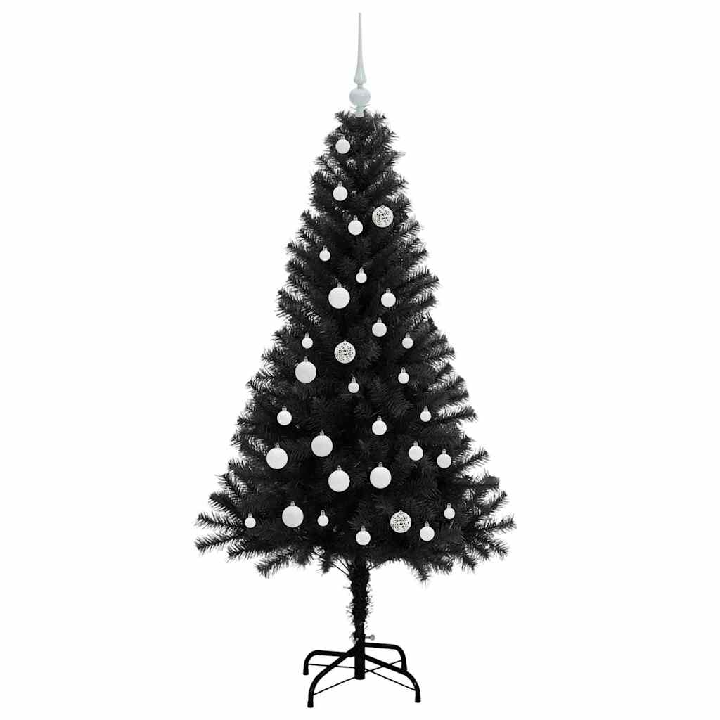 Božićno drvce s 150 LED svjetlima s stalakom Crna 150 cm PVC
