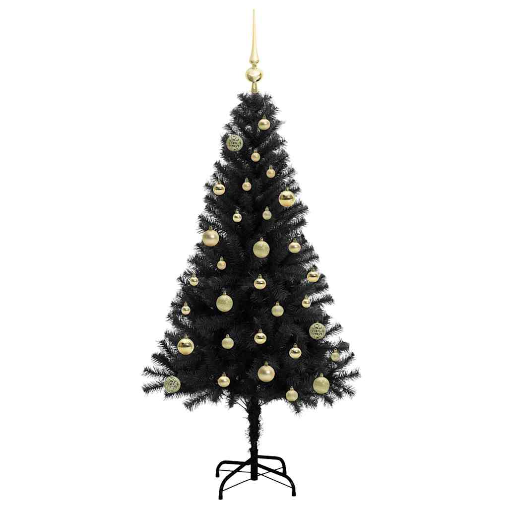 Božićno drvce s 150 LED svjetlima s stalakom Crna 150 cm PVC
