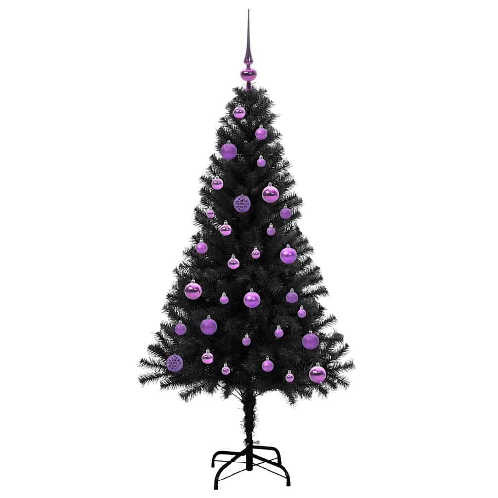 Božićno drvce s 150 LED svjetlima s stalakom Crna 150 cm PVC