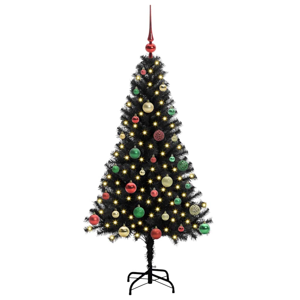Božićno drvce s 150 LED svjetlima s stalakom Crna 150 cm PVC