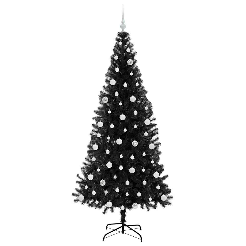 Božićno drvce s 300 LED svjetlima s stalakom Crna 210 cm PVC