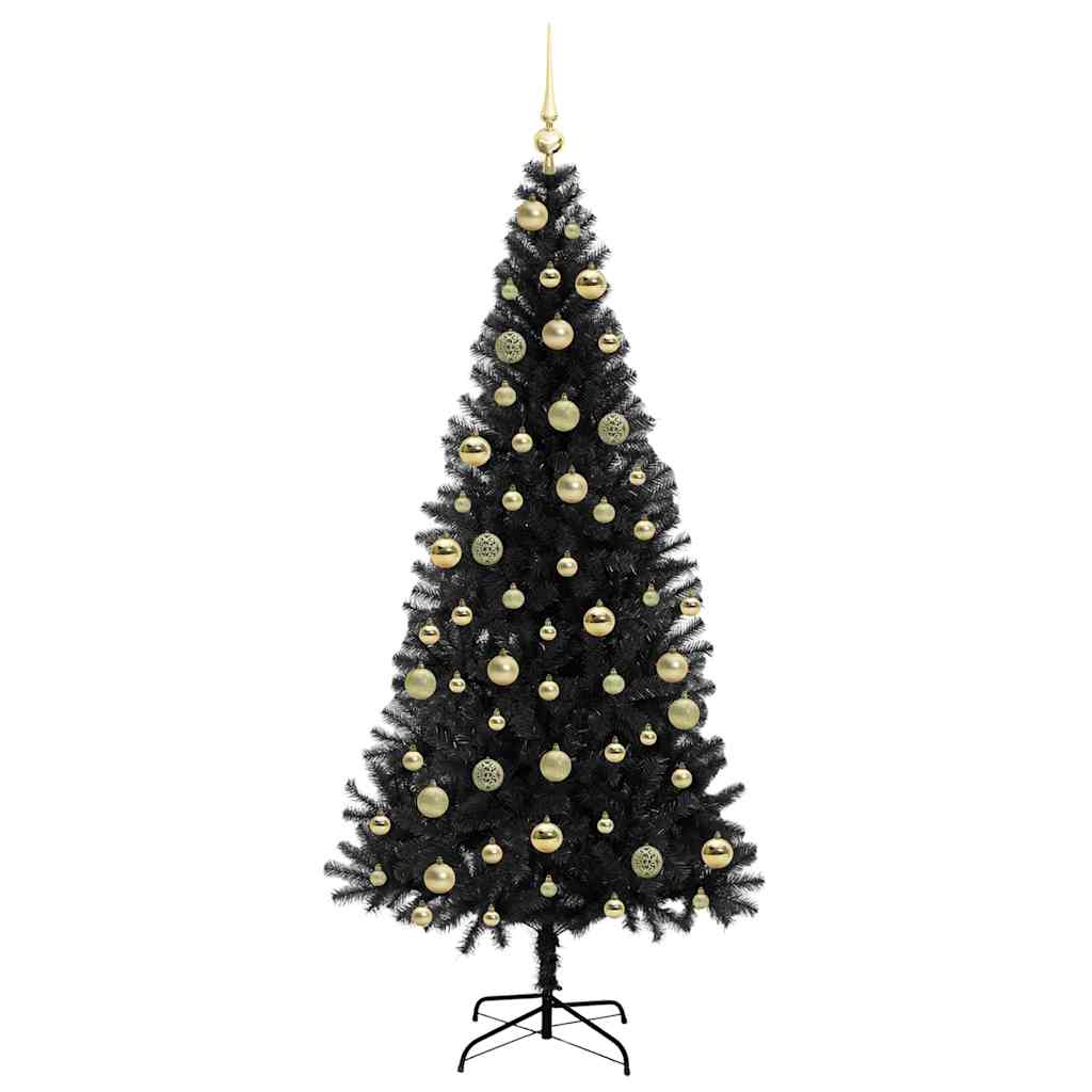 Božićno drvce s 300 LED svjetlima s stalakom Crna 210 cm PVC