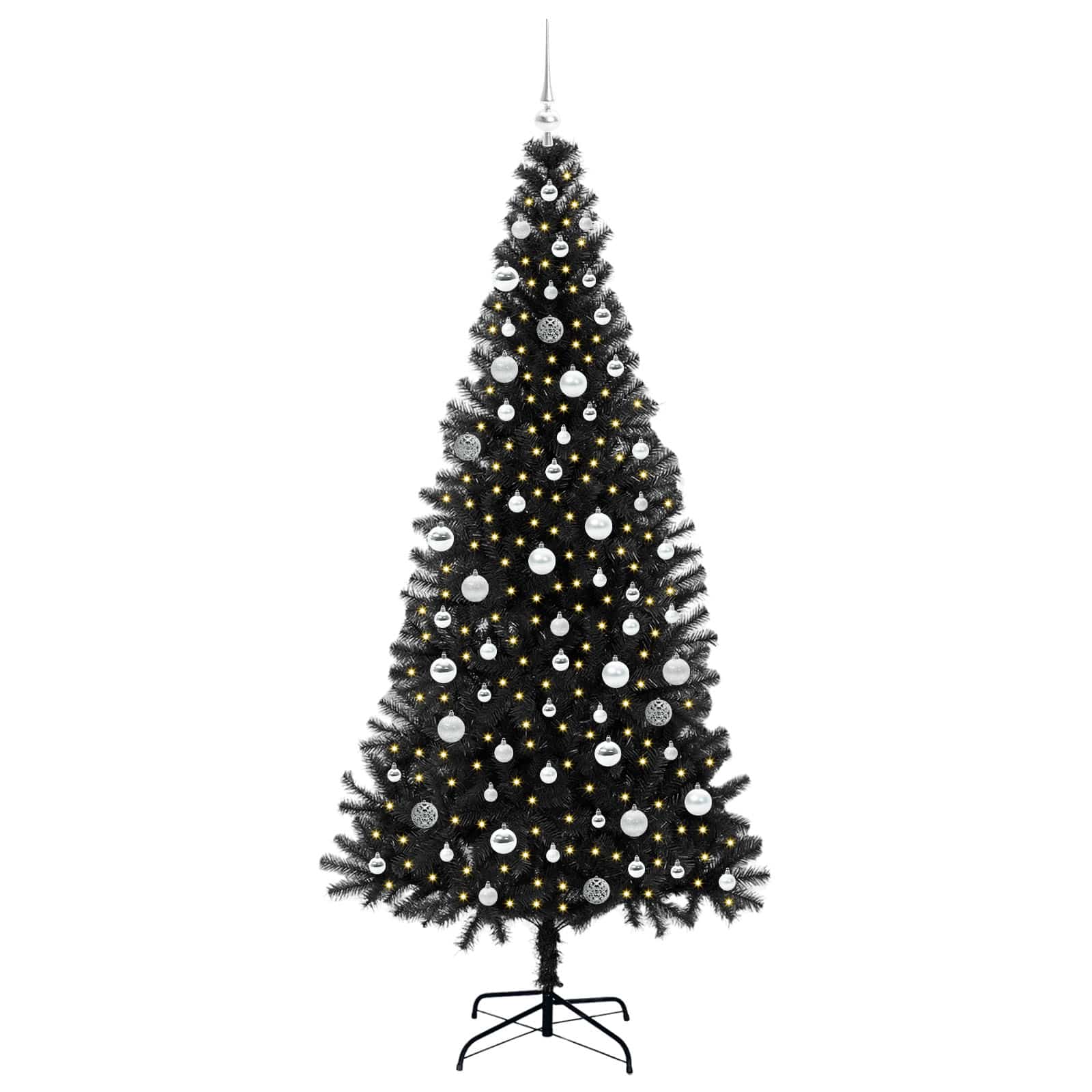 Božićno drvce s 300 LED svjetlima s stalakom Crna 210 cm PVC