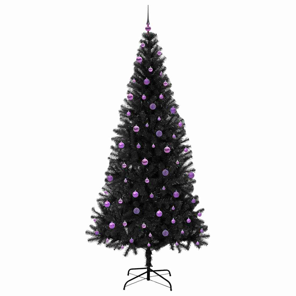 Božićno drvce s 300 LED svjetlima s stalakom Crna 240 cm PVC