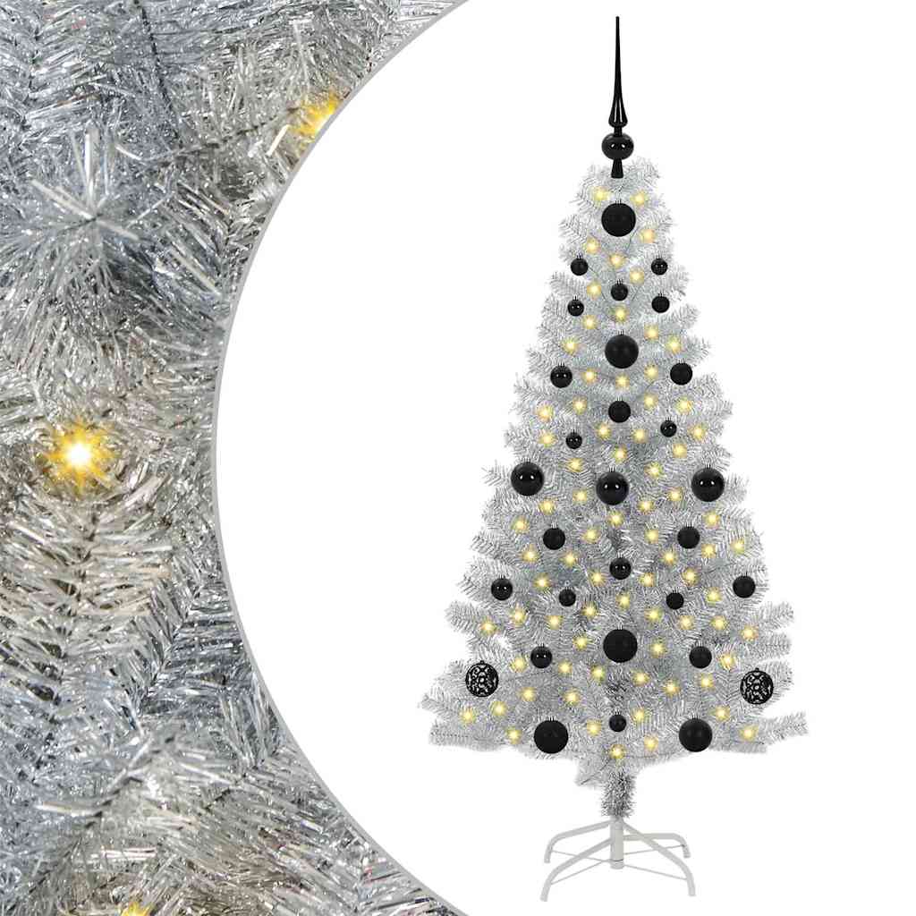 Božićno drvce s 150 LED svjetlima s stalakom Srebrno 120 cm PET