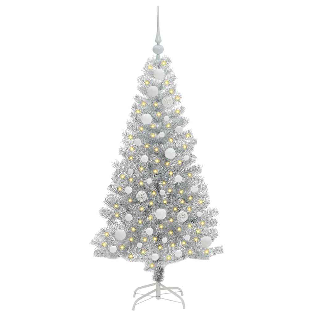 Božićno drvce s 150 LED svjetlima s stalakom Srebrno 120 cm PET