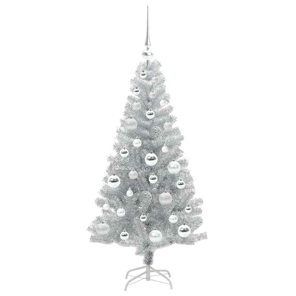 Božićno drvce s 150 LED svjetlima s stalakom Srebrno 120 cm PET