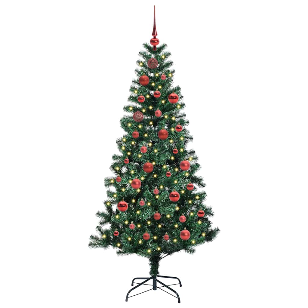 Umjetno predsvijetljeno božićno drvce Zelena 150 cm PVC i metal
