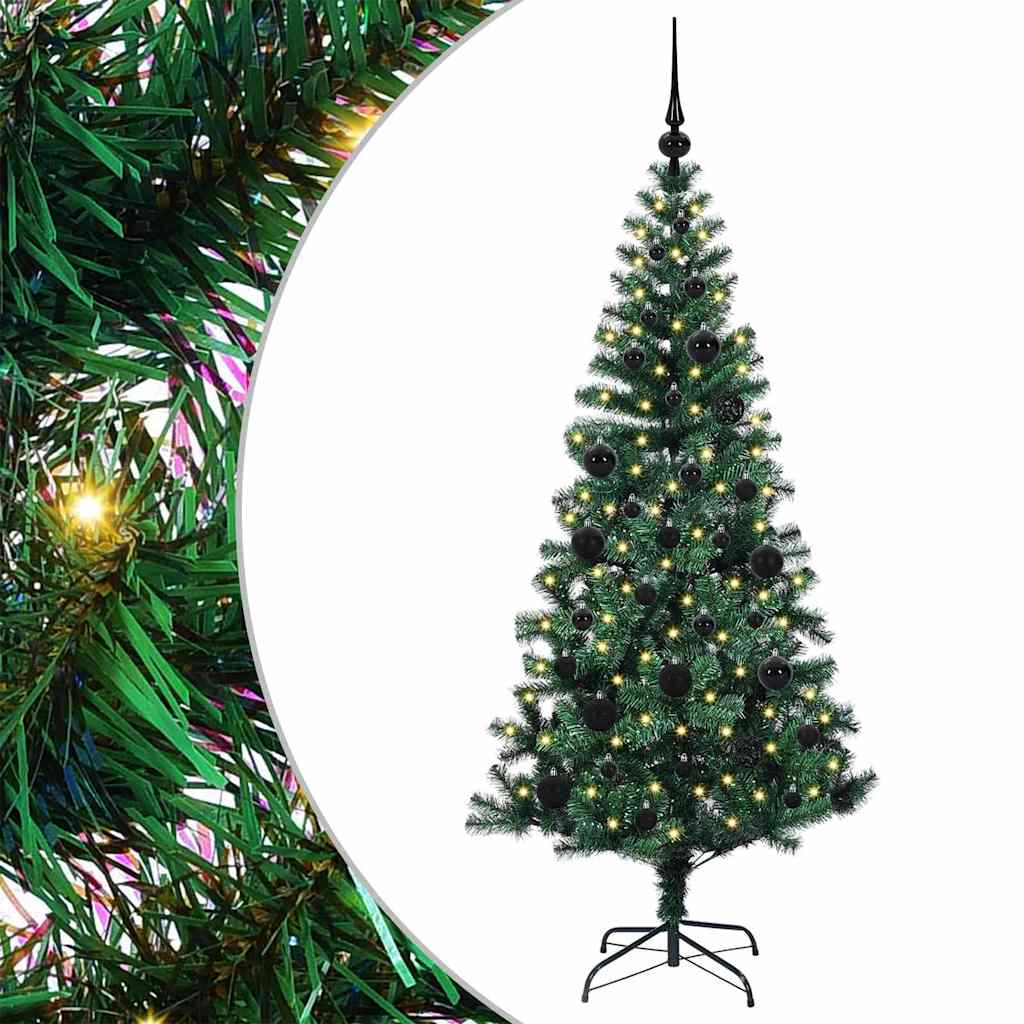 Umjetno predsvijetljeno božićno drvce Zelena 150 cm PVC i metal
