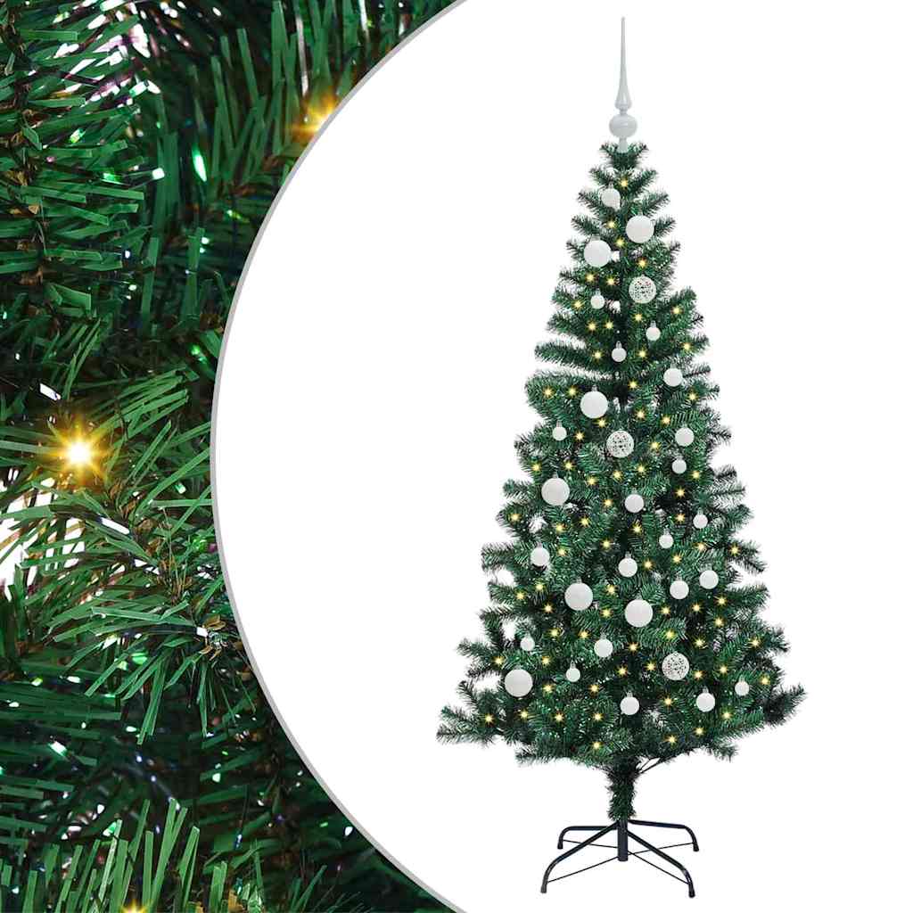 Umjetno predsvijetljeno božićno drvce Zelena 150 cm PVC i metal