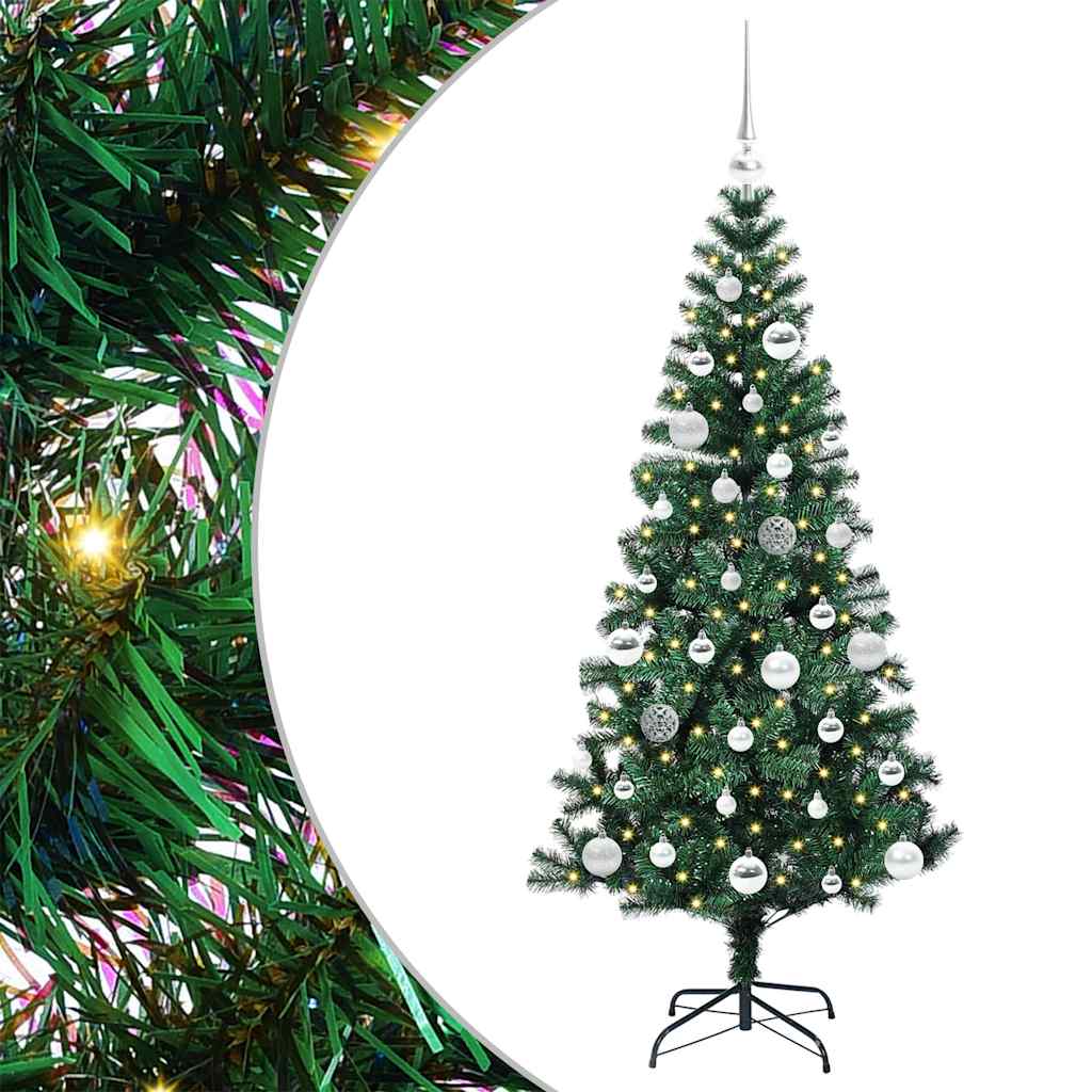 Umjetno predsvijetljeno božićno drvce Zelena 150 cm PVC i metal
