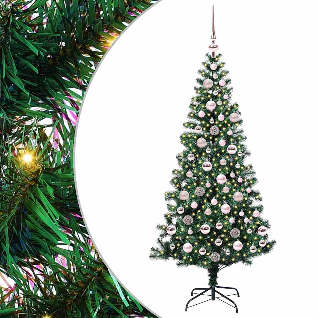 Umjetno predsvijetljeno božićno drvce Zelena 180 cm PVC i metal