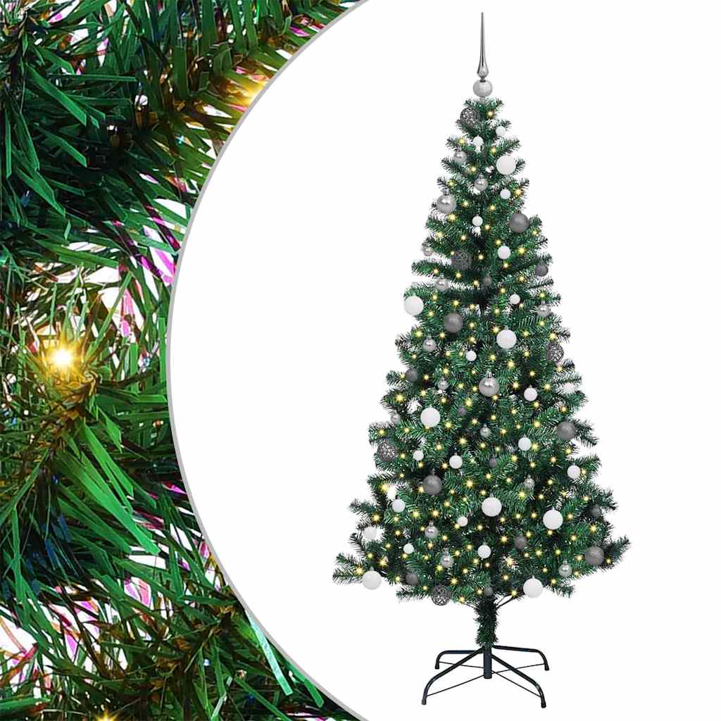 Umjetno predsvijetljeno božićno drvce Zelena 210 cm PVC i metal